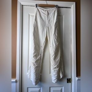 Vintage Y2K Linen Cotton Blend Parachute White Wide Leg Pants M